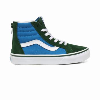 Gyerek Vans 2-Tone Sk8-Hi Zip Magasszárú Cipő VA5481792 Kék/Zöld